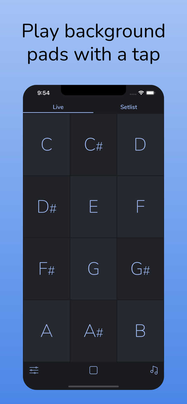 Live mode with all twelve keys