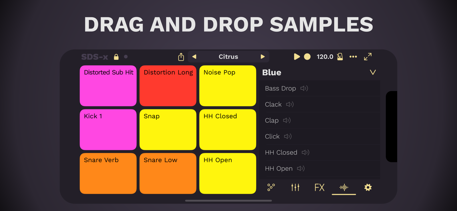 Drag and drop samples